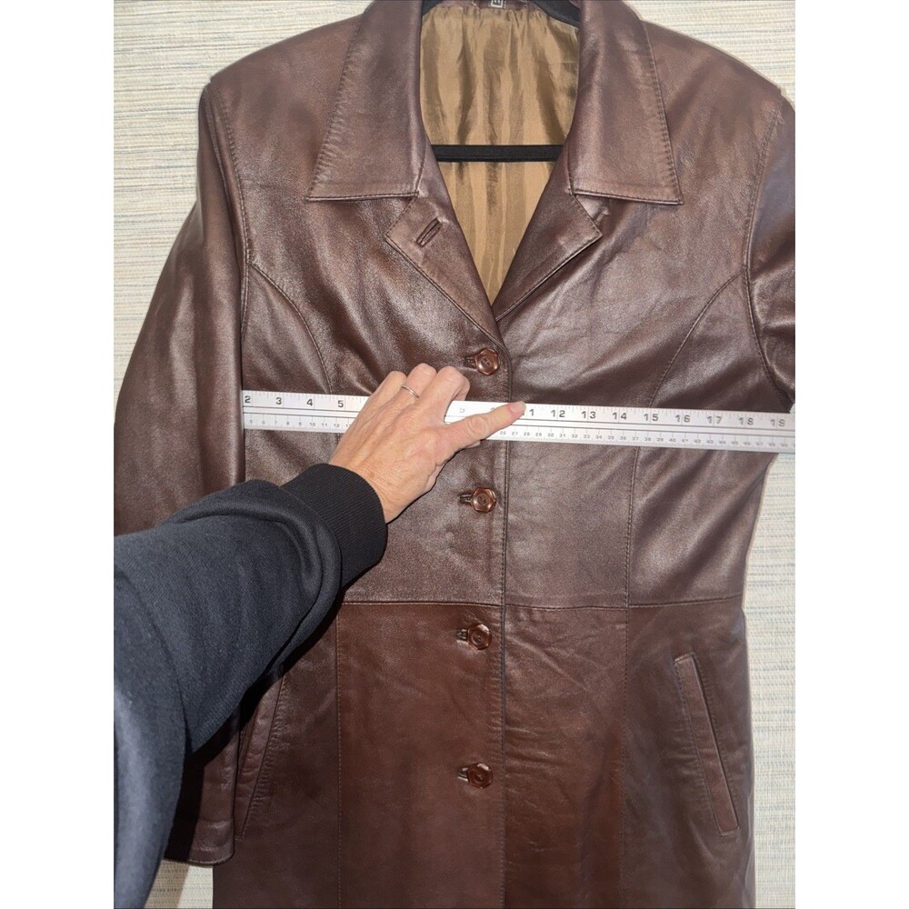 Vintage Lambskin Leather Trenchcoat Brown Women's Size M - Picture 4 of 8